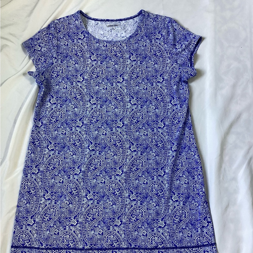 Land’s End Blue Paisley Ladies Pullover Dress Size Large (14-16)